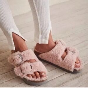 Birkenstock Papillio Arizona Big Buckle Shearling Teddy Crystal Rose